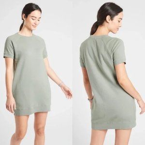 ATHLETA SAGE SHORT SLEEVE SUNDOWN COTTON SWEATSHIRT DRESS